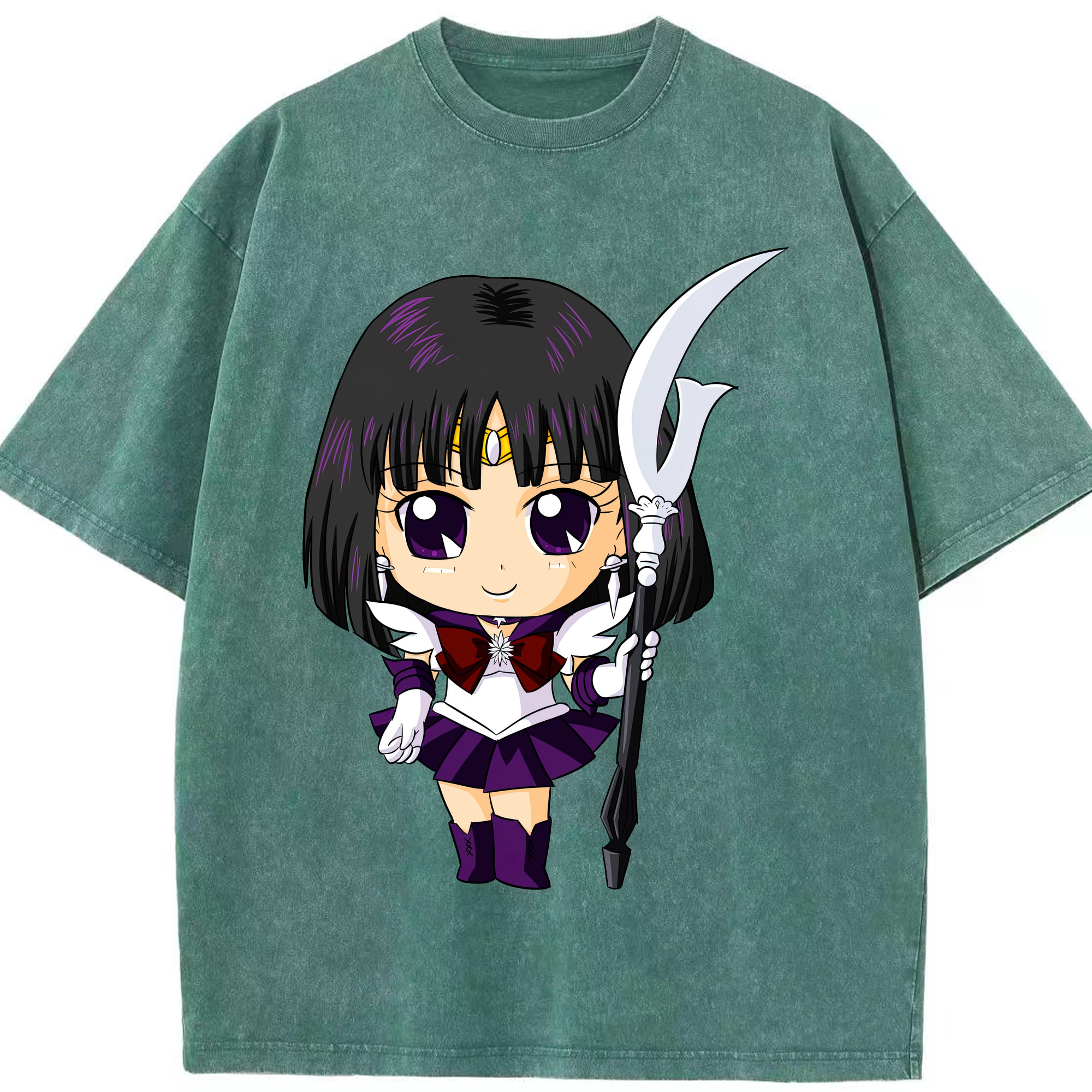 （画像用） 美少女戦士セーラームーン 土萠ほたる Sailor Moon Tomoe Hotaru （セーラーサターン；Sailor Saturn） 綿100% ヴィンテージ風 半袖Tシャツ（フロントプリント）